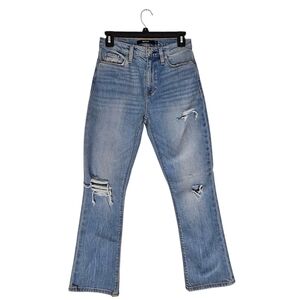 Hudson Los Angeles Holly High Rise Crop Distress Straight Leg Blue Jeans 25 NWT